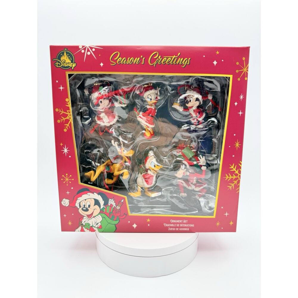 2025 Disney Parks Season’s Greetings Mickey Minnie Donald Ornament Set Of 6 NIB